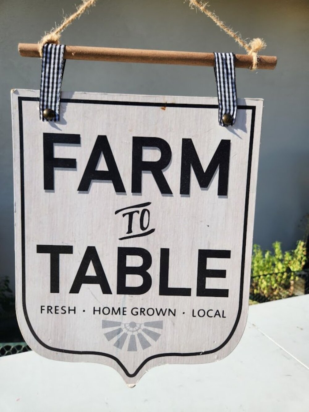 Rustic Farm to Table Hanging Wooden Wall Sign Farmhouse Decor Decoration Country